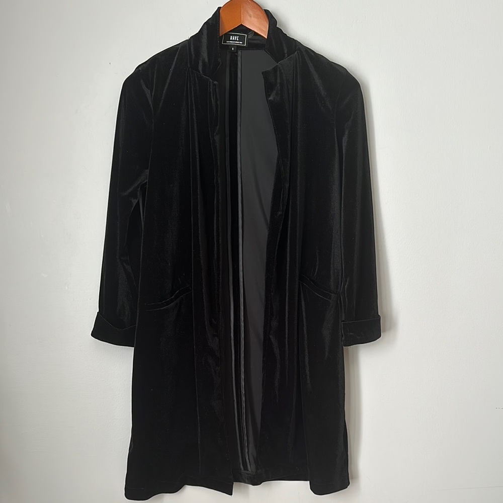 Have Los Angeles Long Black Velvet Coat size S